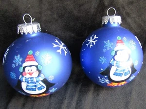 Schablone Pinguin Ornament Glitzer Schneeflocken 2 Stück blau - Bild 1 von 8