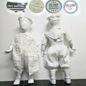 Pagliaccetto bianco per battesimo, bambino, ragazzo. Ropon Blanco de niÑo para bautizo. HERMOSO - Foto 1 di 4