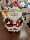 T2- 1997 Jay Imports Ceramic Santa Clause With Candy Cane Toy Bag Cookie Jar 12"
