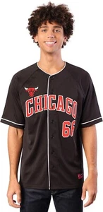 Camisa de béisbol Ultra Game NBA para hombre malla negra con botones Chicago Bulls 2XL - Imagen 1 de 5