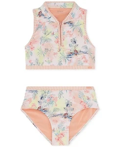 Roxy North Shore 2-Piece Set Girl 14 Peach Nectar Tropical Swimsuit Beach BUU467 - Picture 1 of 8