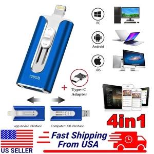 4 IN1 2TB Memory Photo Stick USB 3.0 Flash Drive for iPhone Android iPad Type C - Picture 1 of 19