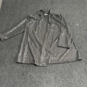 Kasper Women’s Size Large Silver Metallic Cardigan  Open Front Jacket Party - Picture 1 of 8
