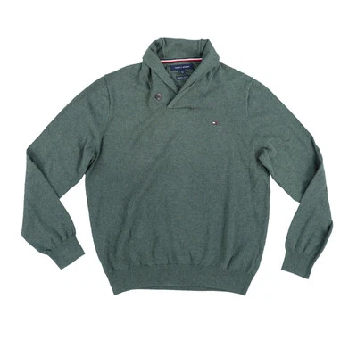 Tommy Hilfiger Hombre Chal Cuello Suéter Logo Cómodo Algodón Verde Mediano Nuevo Foto 1 de 2
