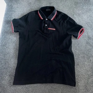 Prada Polo Shirt Mens Golf Sport Short Sleeve Casual Cotton Classic Size S Black - Picture 1 of 4