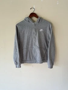 Nike Long Sleeve Kangaroo Pocket NSW Club Full Zip Hoodie Gray Size XL - Picture 1 of 6
