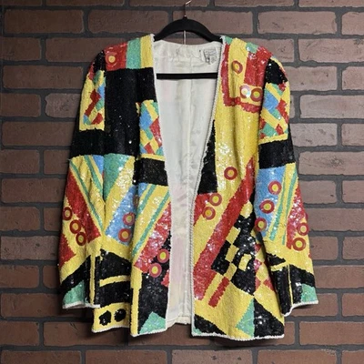 Chaqueta de lentejuelas amarilla retro vintage pequeña Foto 1 de 4