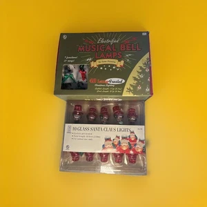 Christmas Lights Santa And Bells Musical TESTED - 2 Sets Vintage - Picture 1 of 10