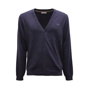 9397AV CARDIGAN UOMO SUN 68 MAN WOOL/COTTON SWEATER BLUE - Picture 1 of 4