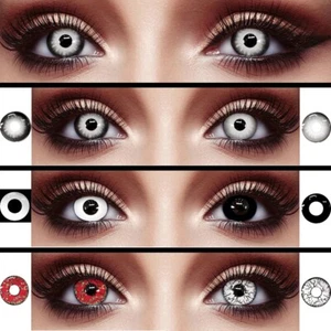 Farbige Kontaktlinsen ohne Stärke Weiße Rote Zombie Vampir Kostüm Halloween - Bild 1 von 10