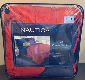 Nautica Kids Full Comforter Set & Shams 86 x 86 Surfing 83 New Red Blue FastShip - Picture 1 of 7