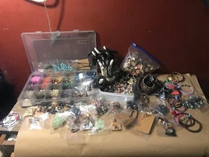 Large lot jewelry over 7lb, glass beads, misc. beads & more FREE SHIPPING - Picture 1 of 21