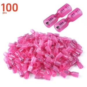 100x Electrical 22-18AWG Heat Shrink Female Spade Wire Connectors Terminals - Picture 1 of 6
