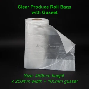 Roll Produce Bags Gusset Freezer Clear Heavy Duty Plastic Reusable - Picture 1 of 2