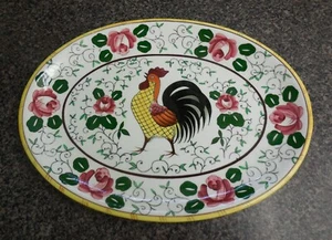 Plato ovalado Ucagco PY gallo provincial temprano y rosas - 12,5 pulgadas - Imagen 1 de 4