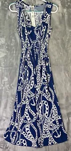 Victoria Leland Designs Women's Dress Size Small Blue White Sleeveless BS - Picture 1 of 7