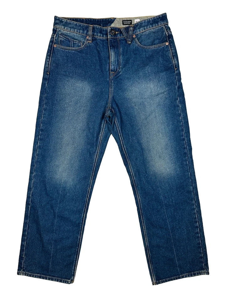 Volcom Nailer Relaxed Straight Men's Denim Jeans Size 33 W36" Blue Skate Wear - Image 1 of 4