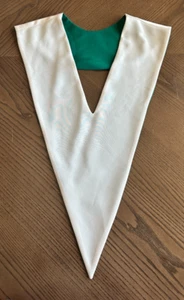Crema y Verde Doble Cara Iglesia Coro Graduado Bata Cuello Hombro Faja Estola 28"" - Imagen 1 de 6