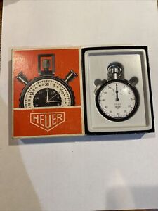Vintage HEUER STOPWATCH Pocket Watch with Original Box Fisher NOS Works Well