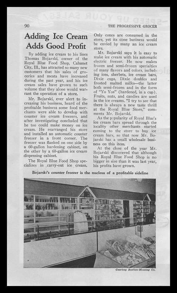 1940 Thomas Bojarski Royal Blue Food Cincinnati foto helado artículo anuncio impreso Foto 1 de 1