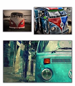 Canvas Wall Art Photo Print VW Vintage Classic Car Bus Camper Volkswagen Framed - Picture 1 of 43
