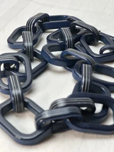 Chico's Blaise Link Nosz Silver/Navy /Large Chain Link Necklace - Lucite Stripes - Picture 1 of 7