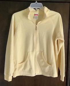 Danskin Now Butter Yellow Velour Long Sleeve Zip Athleisure Jacket (Size M) - Picture 1 of 5