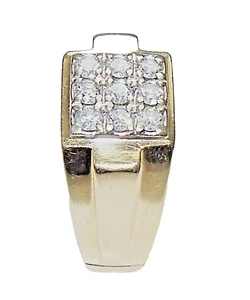 14K Yellow Gold 9 Diamonds Men Women Signet Ring Size 12 weighs 12.3 grams - Picture 1 of 16