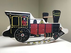Vintage Child Wood Rocking Seat Train Toy Rattle Box Tilco Choo Locomotive