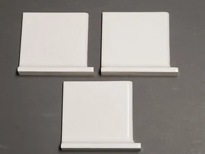 Vtg. 3 TILECREST Ceramic Tile Corner Base Bullnose White w/Black Flecks NEW NOS - Picture 1 of 3