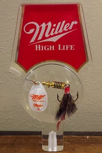 Vintage MILLER HIGH LIFE MEPPS Fishing Lure Draft Beer Tap Handle - Picture 1 of 7