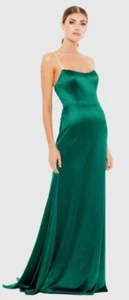 Mac Duggal 12428 Charmeuse Rhinestone Strap Trumpet Gown NWT sz 4 Emerald Green - Picture 1 of 6