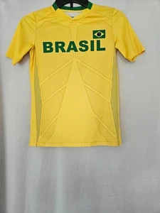 OTF Soccer Jersey Brasil Pele #10 Boys Size Med Yellow Green - Picture 1 of 6