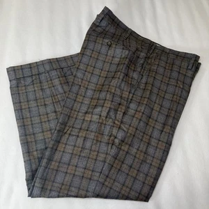 Berle Pants Men 40x29 Gray Wool Tartan Plaid Check Designer Luxury Golf - Picture 1 of 16