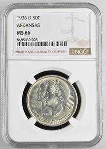 1936 D Classic Commemorative Arkansas Centennial NGC MS-66 ARKANSAS - Picture 1 of 2