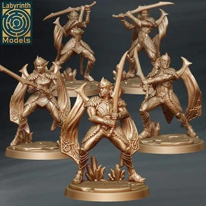 Ice Elf Warriors (x5)/Ice Elves/TTRPG/Wargaming/Dungeons and Dragons - Foto 1 di 1