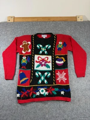 Vintage Spice of Life Red Christmas Ramie Sweater Ugly Holiday Party Size M - Image 1 of 4