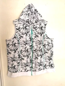 CJ Banks Damen Hoodie 2X Plus Blumen weiß schwarz durchgehender Reißverschluss ärmellos Taschen - Bild 1 von 7