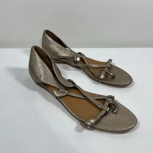 Diane Von Furstenberg Metallic Gold Leather Strappy Sandals 7.5 M Strappy Party - Picture 1 of 19