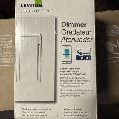 Leviton ZW6HD-RW Decora Smart Z-Wave Plus Smart Dimmer 800 Series in White - Image 1 of 2