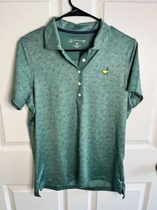 Women’s Medium Short Sleeve Masters Magnolia Lane Tech Green Floral Pattern Golf - Picture 1 of 9