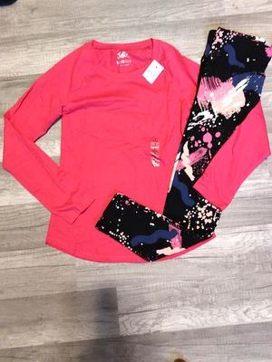 Nuevo con etiquetas Conjunto Justice Niñas Top Sólido/Pintura Salpicaduras Leggings Talla 8 (Z1) Foto 1 de 2