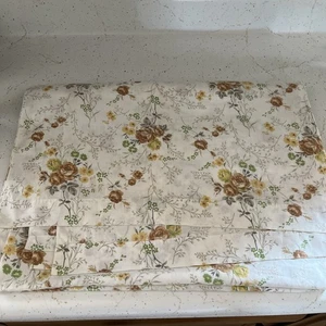 Vtg MOD Thomaston Muslin Full Sz. Flat Bed Sheet 60s Yellow Green Brown - Picture 1 of 4