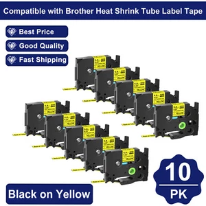10PK Yellow Heat Shrink Tube Compatible with Brother P-Touch HSE-611 5.8mm 6mm - Imagen 1 de 12
