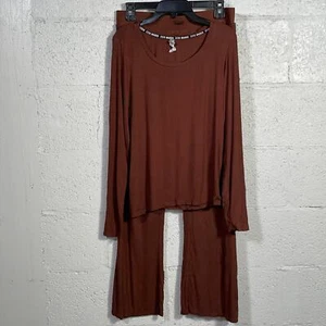 Steve Madden Women's Ribbed Top and Flare-Leg Pants tiramisu M - Picture 1 of 7