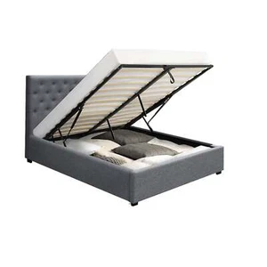 Artiss Bed Frame Queen Size Gas Lift Grey VILA - Picture 1 of 8