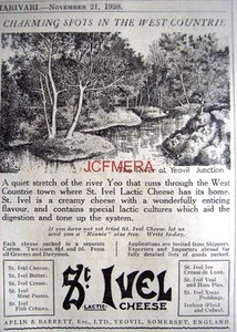 1928 St IVEL Cheese AD The River at Yeovil Junction: Original Small Print ADVERT - Picture 1 of 1