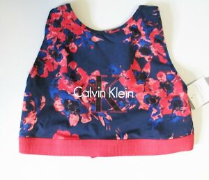 Calvin Klein Retro Logo High Neck Bralette Inverted Floral QF1642 Sz S - NWT