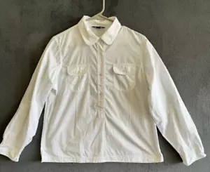 Lands' End Women's White Long Sleeve 3/4 Button Down Shirt Size MP 10-12 Petites - Picture 1 of 11