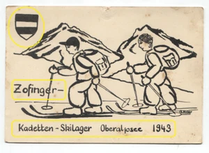 06/17 KÜNSTLER AK. SCHWEIZ 1943 ZOFINGER Kadetten Skilager Oberalpse - Picture 1 of 2